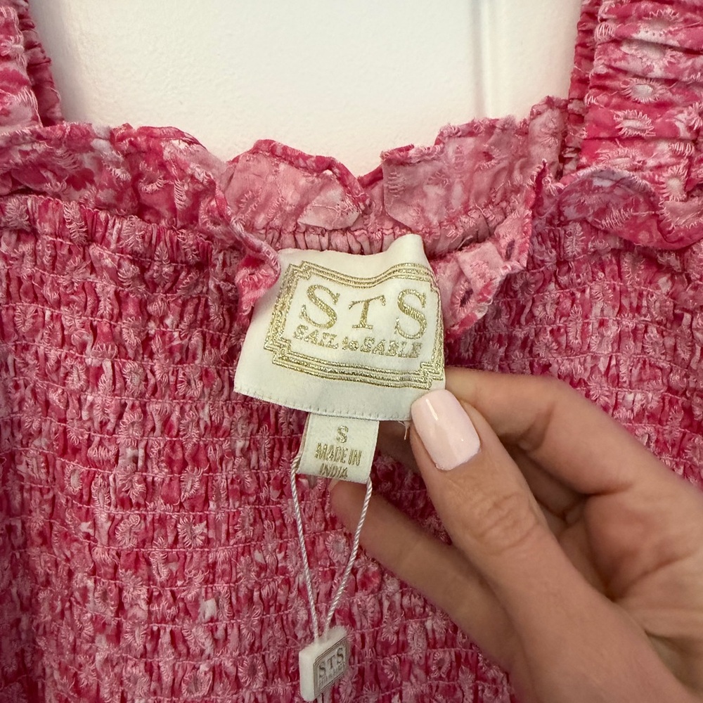 Sail to Sable Ruffled Pink Smocked Dress - Picture 2 of 4